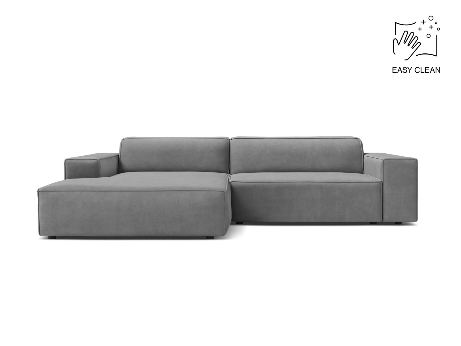 Velvet Modular Left Corner Sofa, "Jodie", 3 Seats, 224x162x77