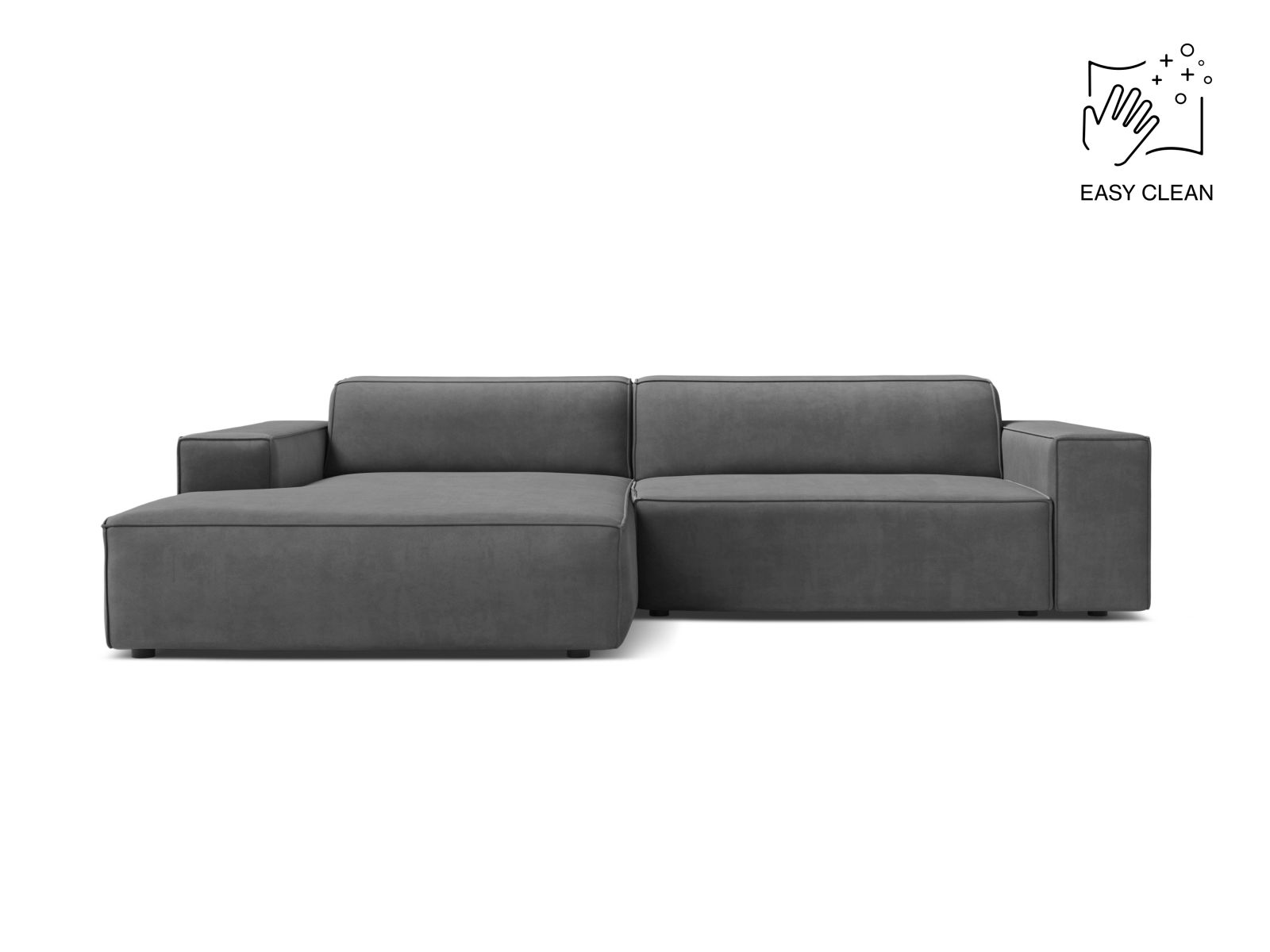 Velvet Modular Left Corner Sofa, "Jodie", 3 Seats, 224x162x77