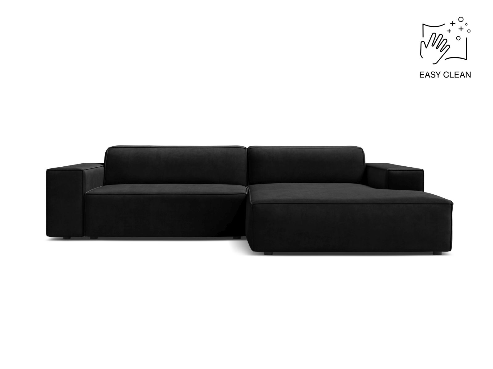 Velvet Modular Right Corner Sofa, "Jodie", 3 Seats, 224x162x77