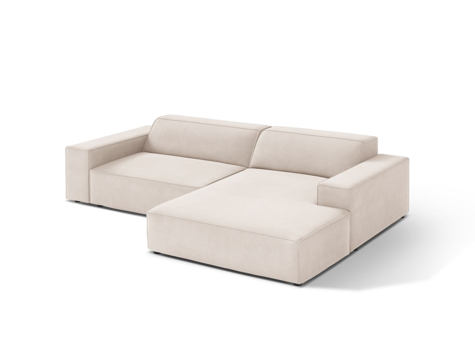 Velvet Modular Right Corner Sofa, "Jodie", 3 Seats, 224x162x77