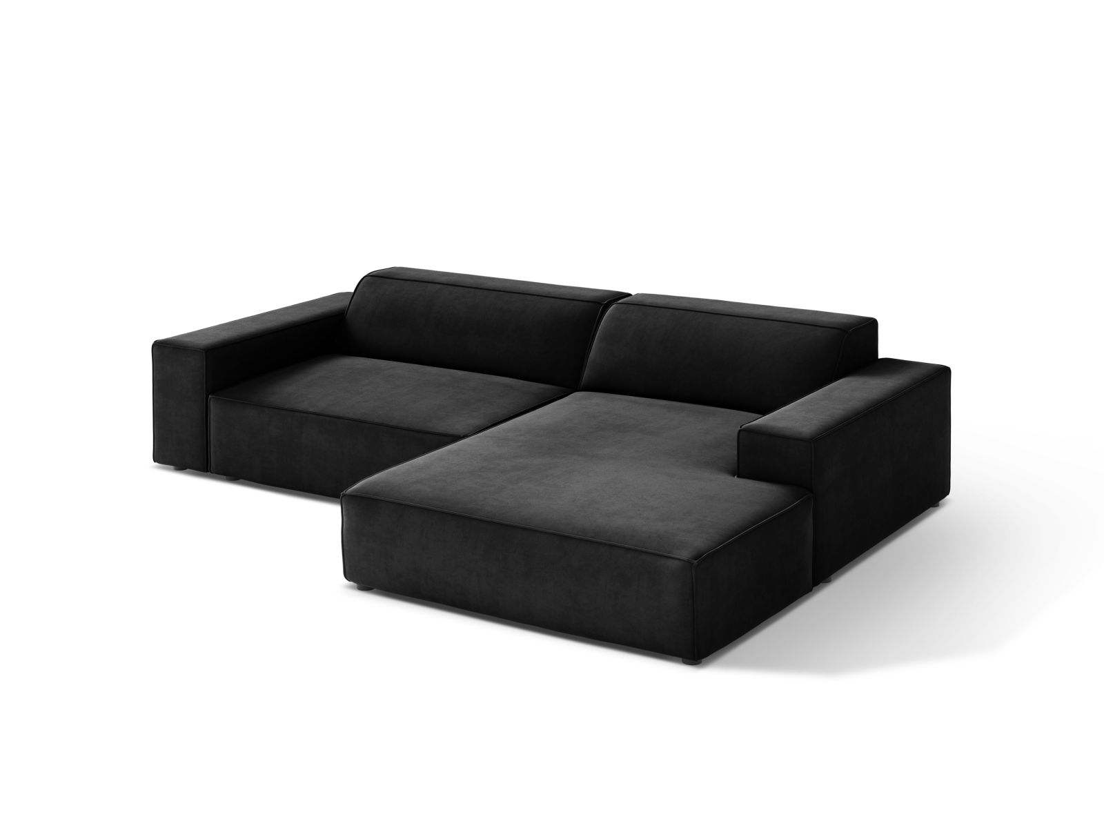 Velvet Modular Right Corner Sofa, "Jodie", 3 Seats, 224x162x77