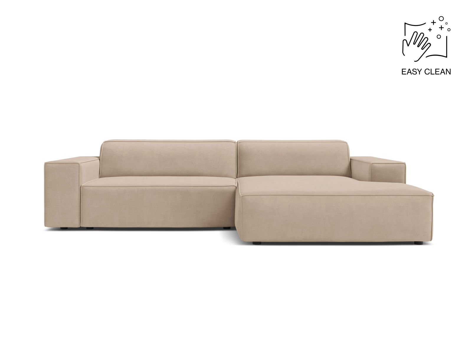 Velvet Modular Right Corner Sofa, "Jodie", 3 Seats, 224x162x77