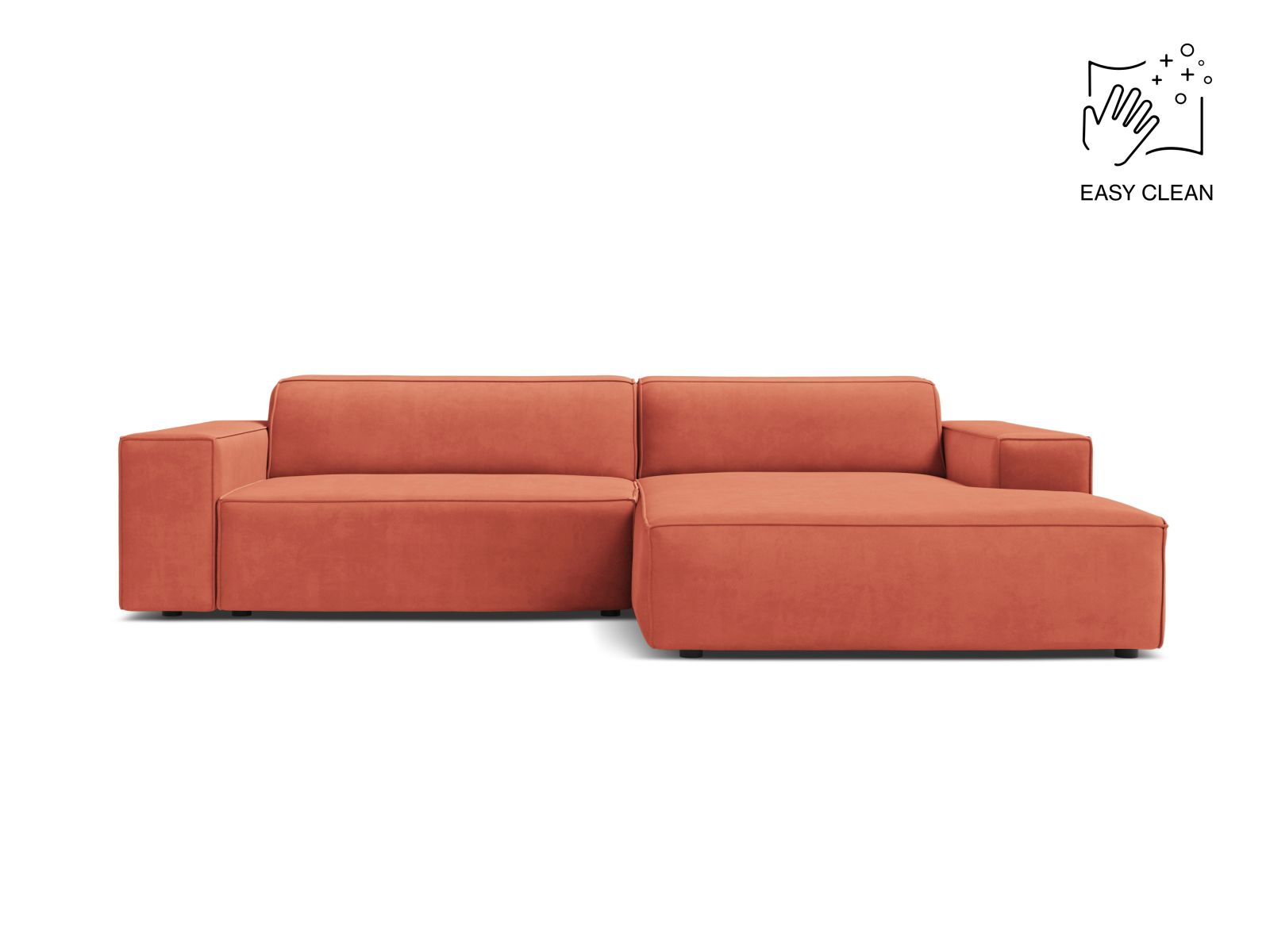 Velvet Modular Right Corner Sofa, "Jodie", 3 Seats, 224x162x77