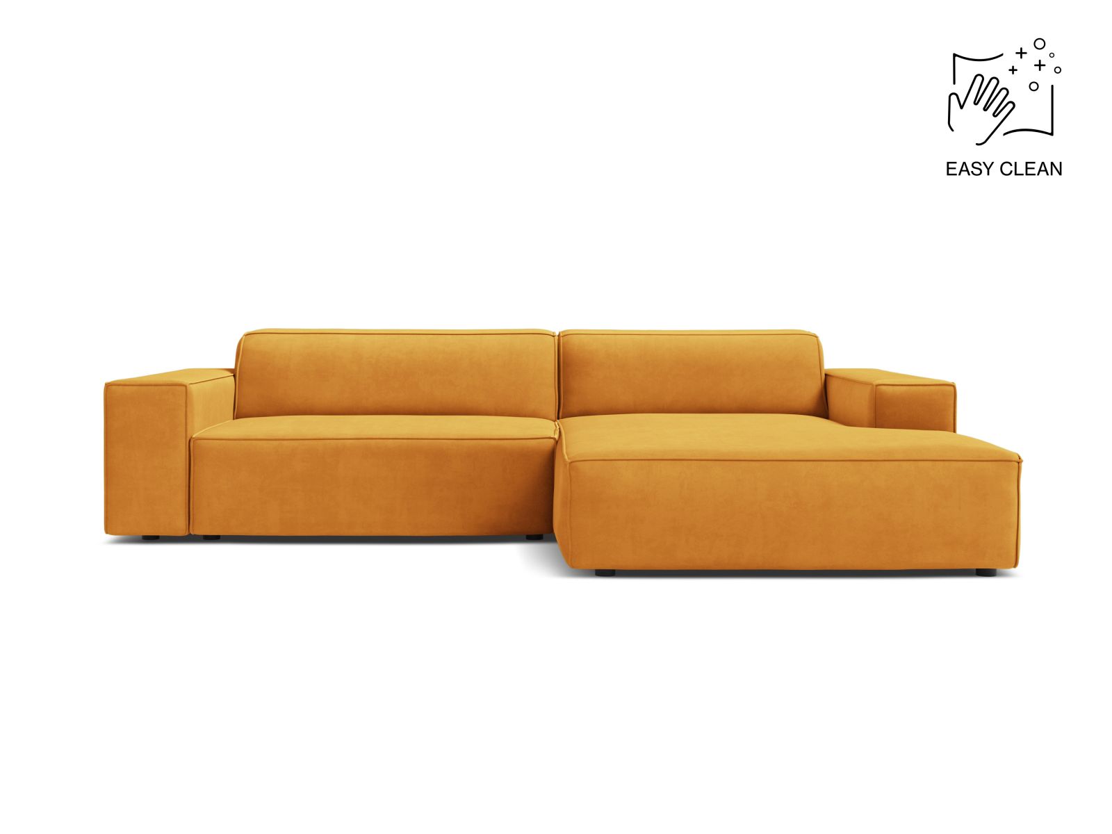 Velvet Modular Right Corner Sofa, "Jodie", 3 Seats, 224x162x77