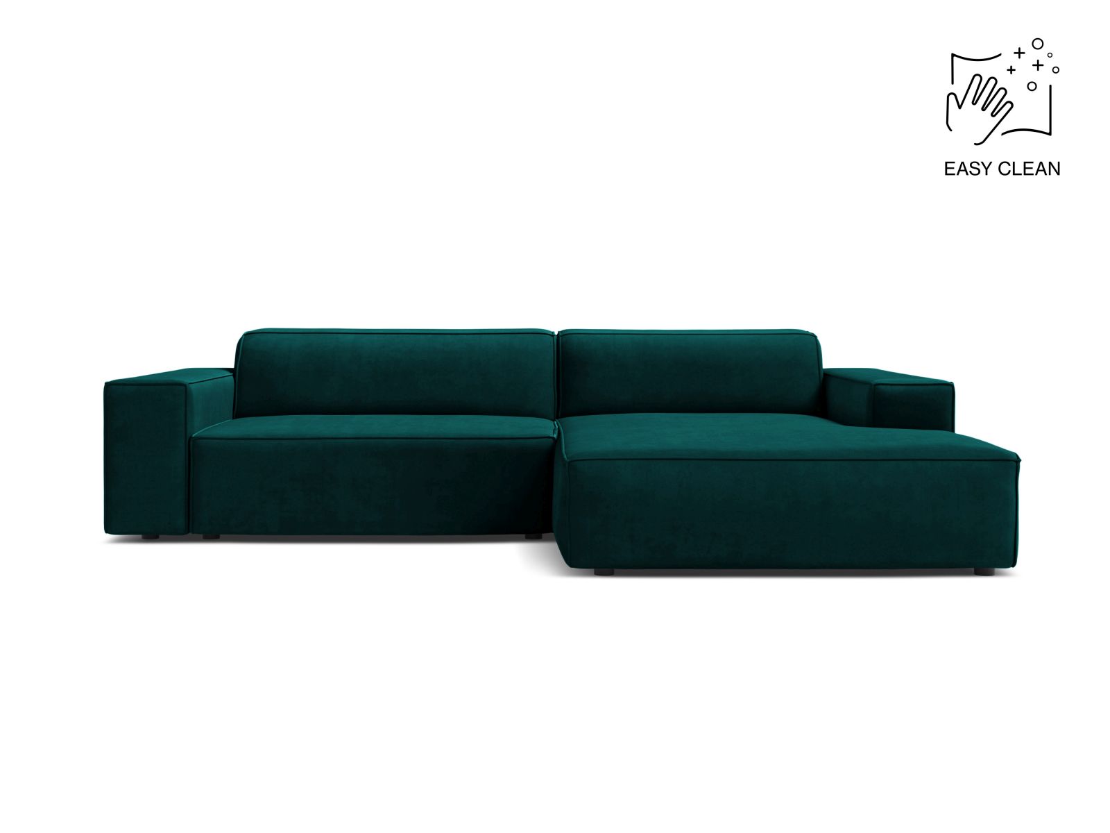 Velvet Modular Right Corner Sofa, "Jodie", 3 Seats, 224x162x77