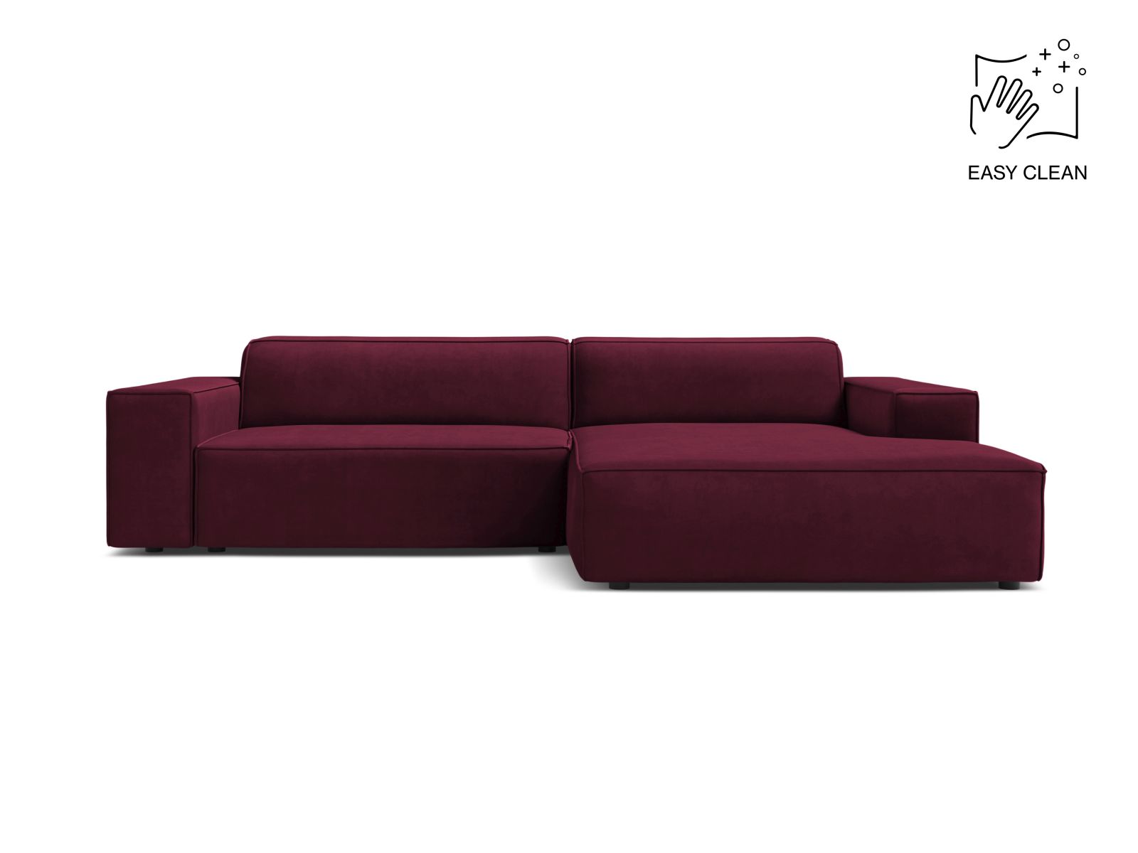 Velvet Modular Right Corner Sofa, "Jodie", 3 Seats, 224x162x77