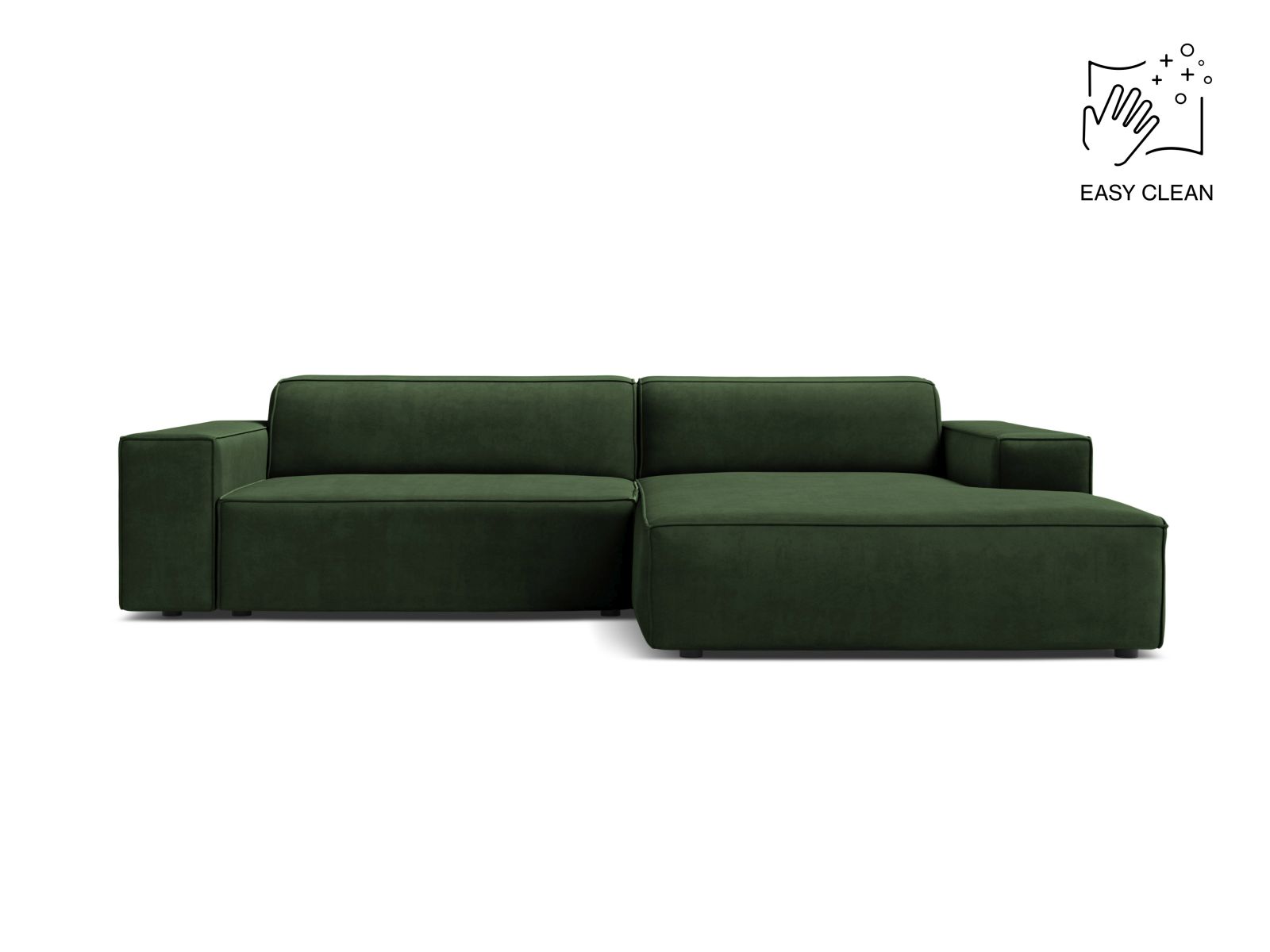 Velvet Modular Right Corner Sofa, "Jodie", 3 Seats, 224x162x77