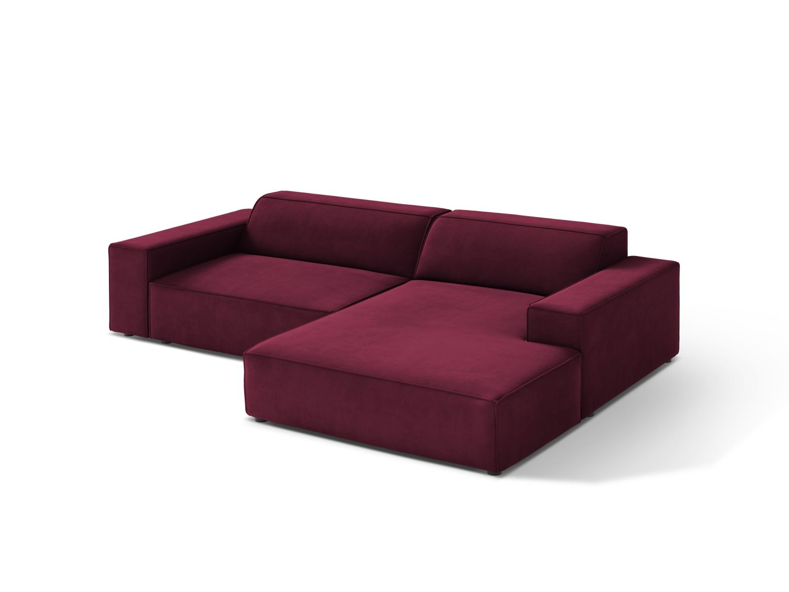 Velvet Modular Right Corner Sofa, "Jodie", 3 Seats, 224x162x77