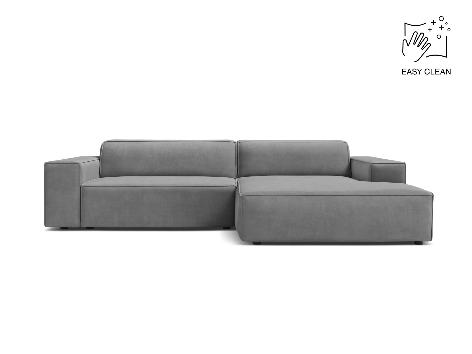 Velvet Modular Right Corner Sofa, "Jodie", 3 Seats, 224x162x77