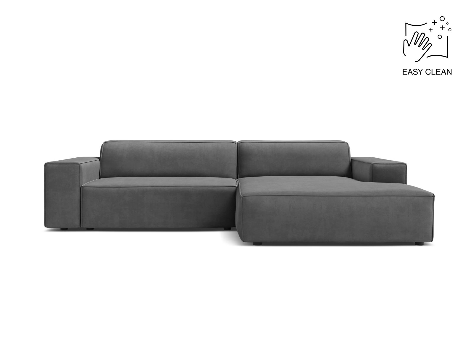 Velvet Modular Right Corner Sofa, "Jodie", 3 Seats, 224x162x77
