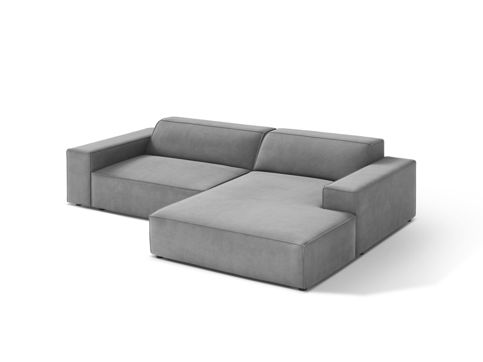 Velvet Modular Right Corner Sofa, "Jodie", 3 Seats, 224x162x77