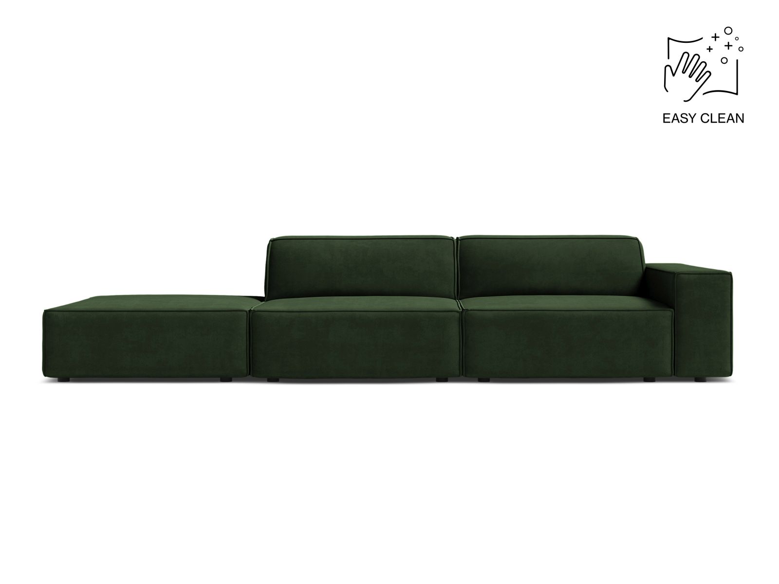 Velvet Left Modular Sofa, "Jodie", 3 Seats, 262x99x77