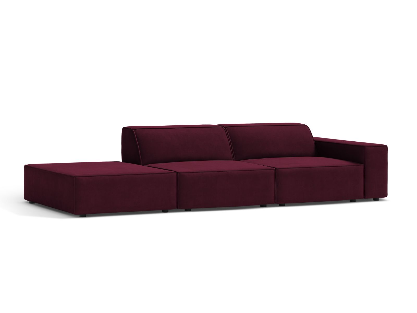 Velvet Left Modular Sofa, "Jodie", 3 Seats, 262x99x77