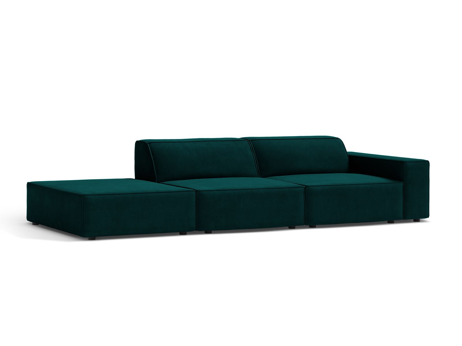 Velvet Left Modular Sofa, "Jodie", 3 Seats, 262x99x77