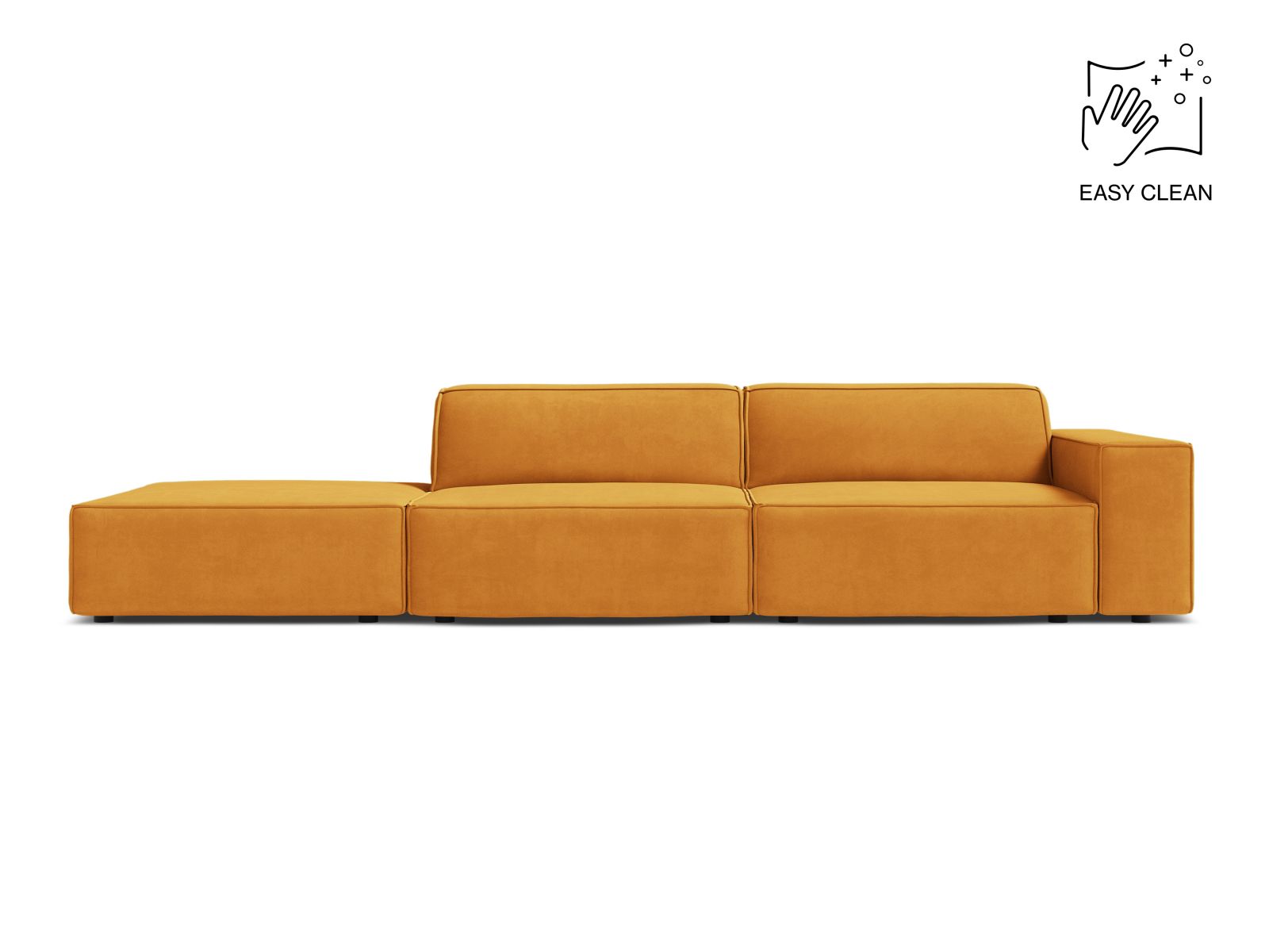 Velvet Left Modular Sofa, "Jodie", 3 Seats, 262x99x77