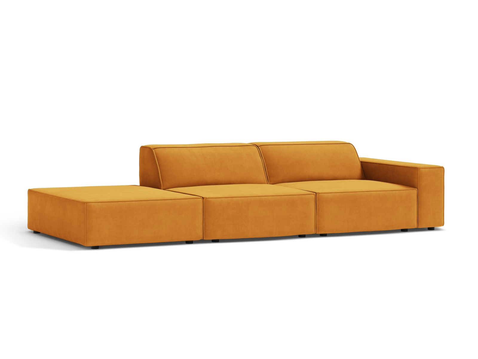 Velvet Left Modular Sofa, "Jodie", 3 Seats, 262x99x77