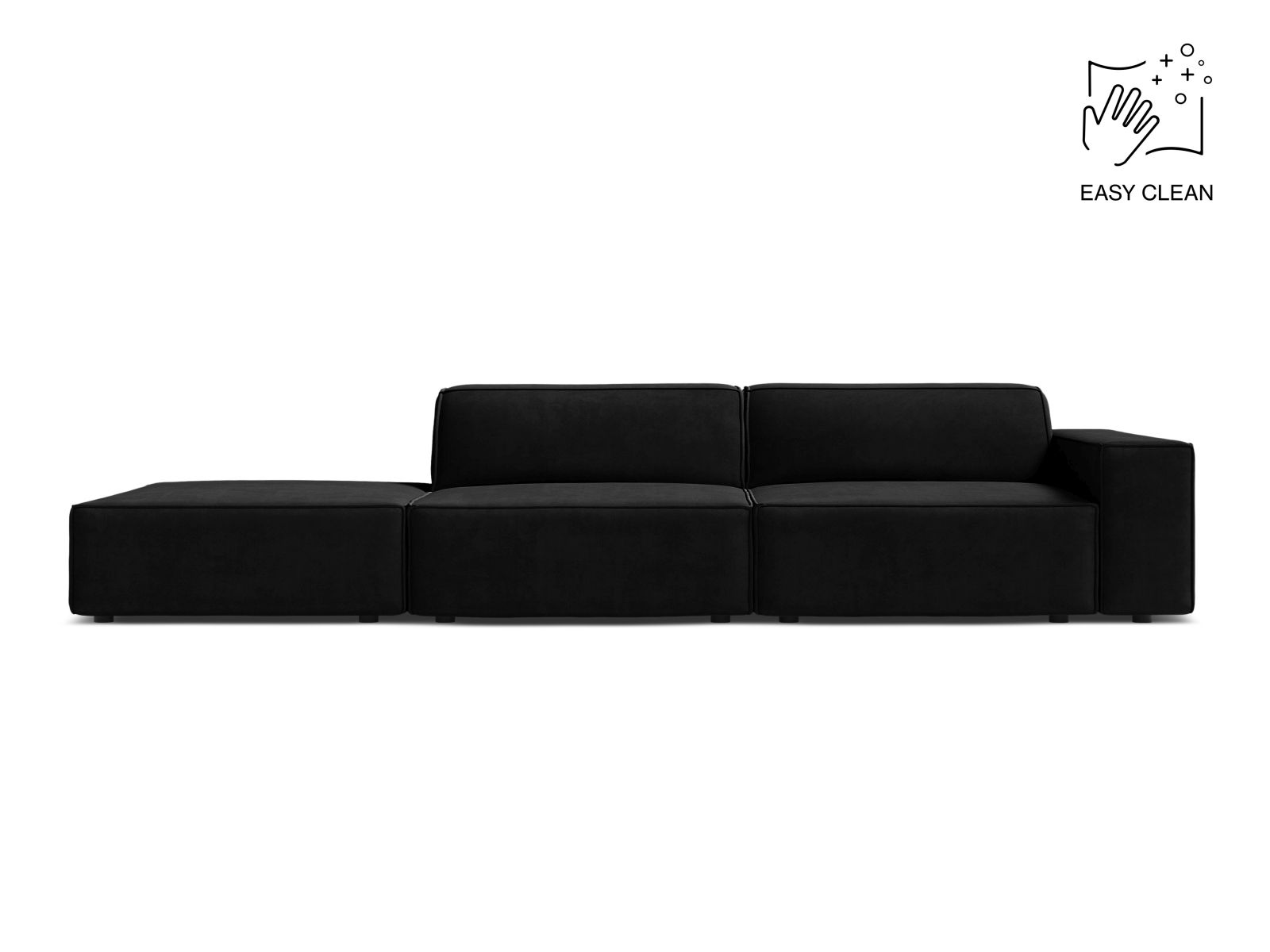 Velvet Left Modular Sofa, "Jodie", 3 Seats, 262x99x77