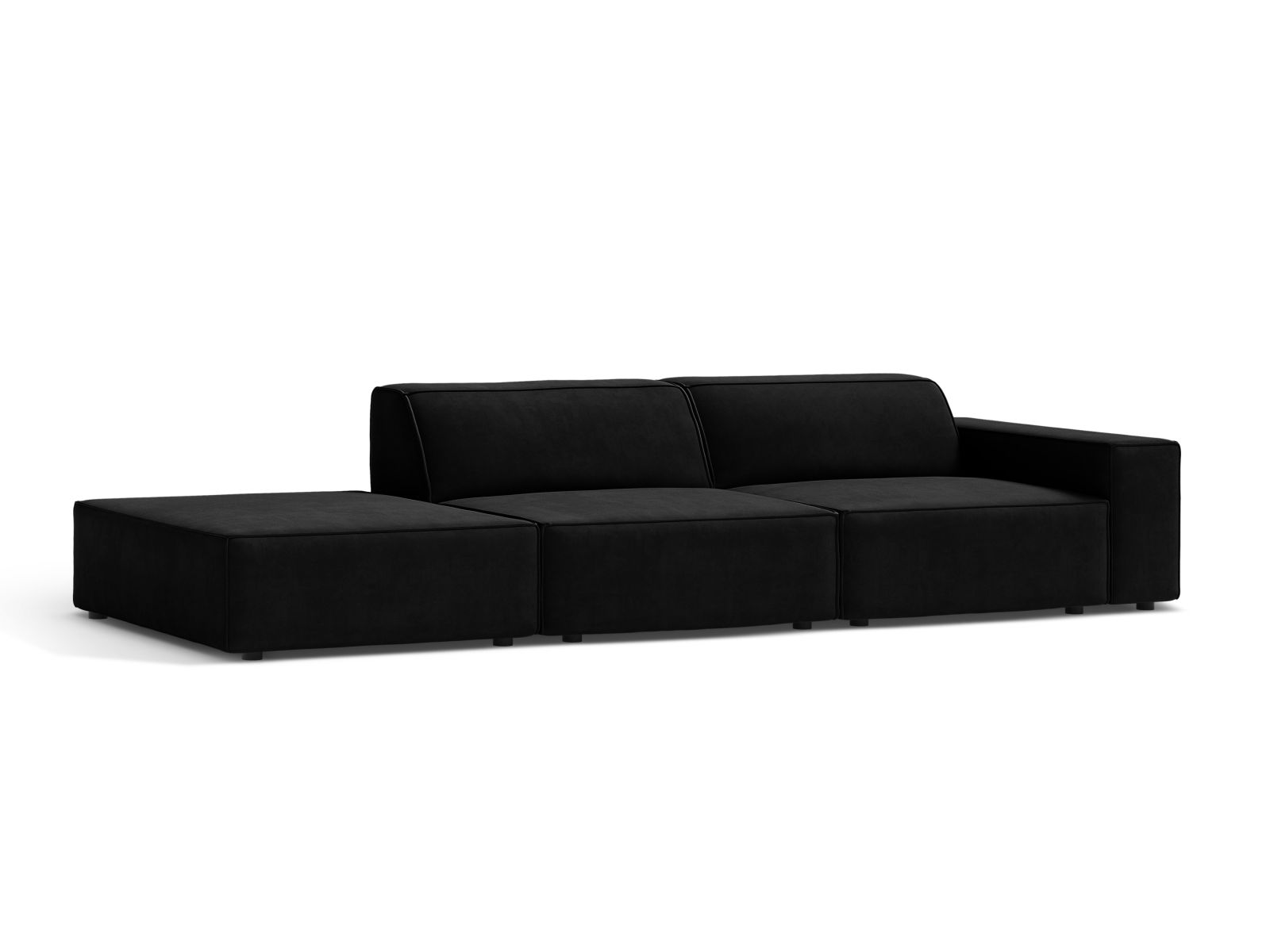 Velvet Left Modular Sofa, "Jodie", 3 Seats, 262x99x77