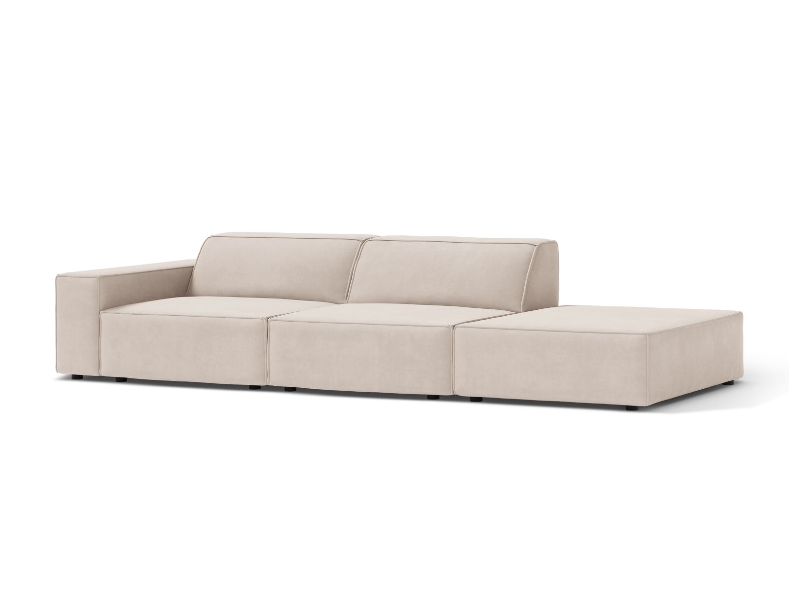 Velvet Right Modular Sofa, "Jodie", 3 Seats, 262x99x77