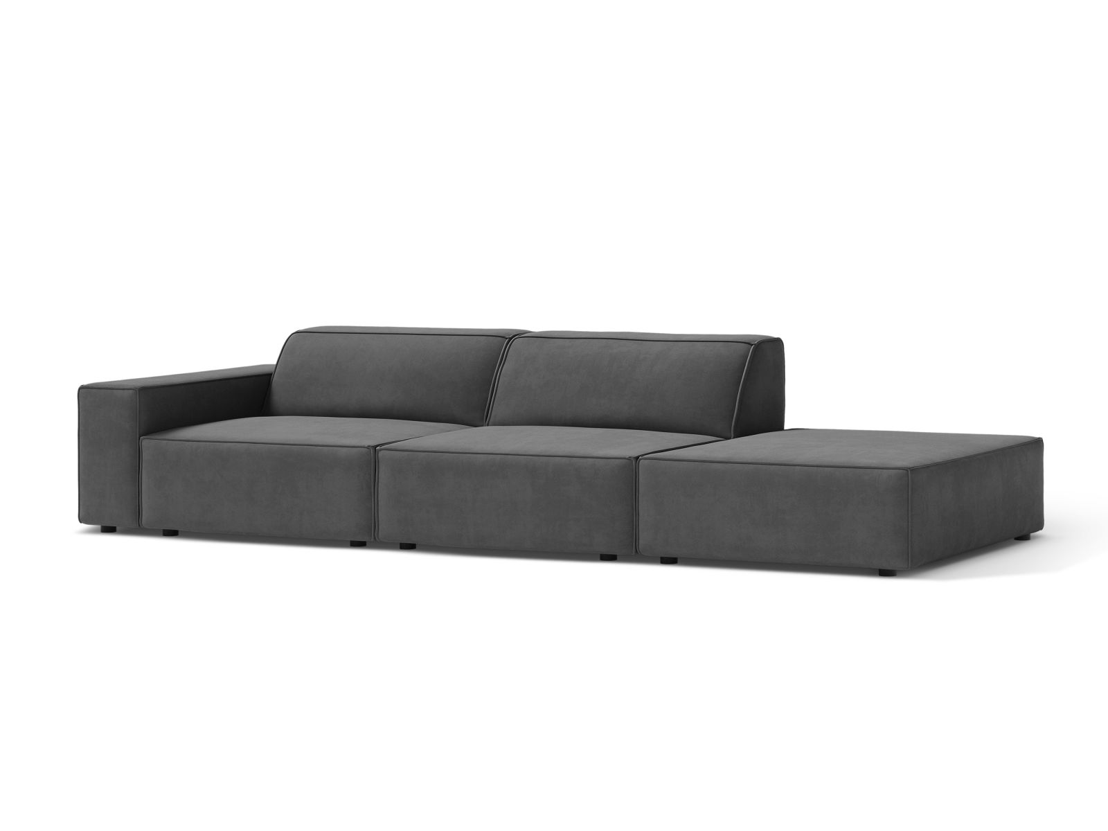 Velvet Right Modular Sofa, "Jodie", 3 Seats, 262x99x77