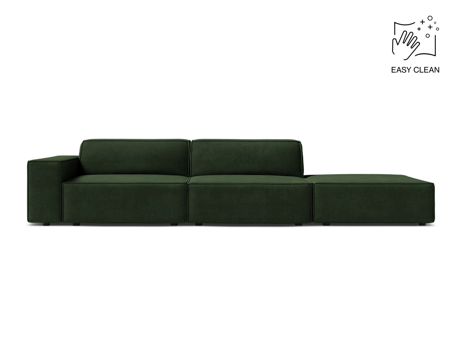 Velvet Right Modular Sofa, "Jodie", 3 Seats, 262x99x77