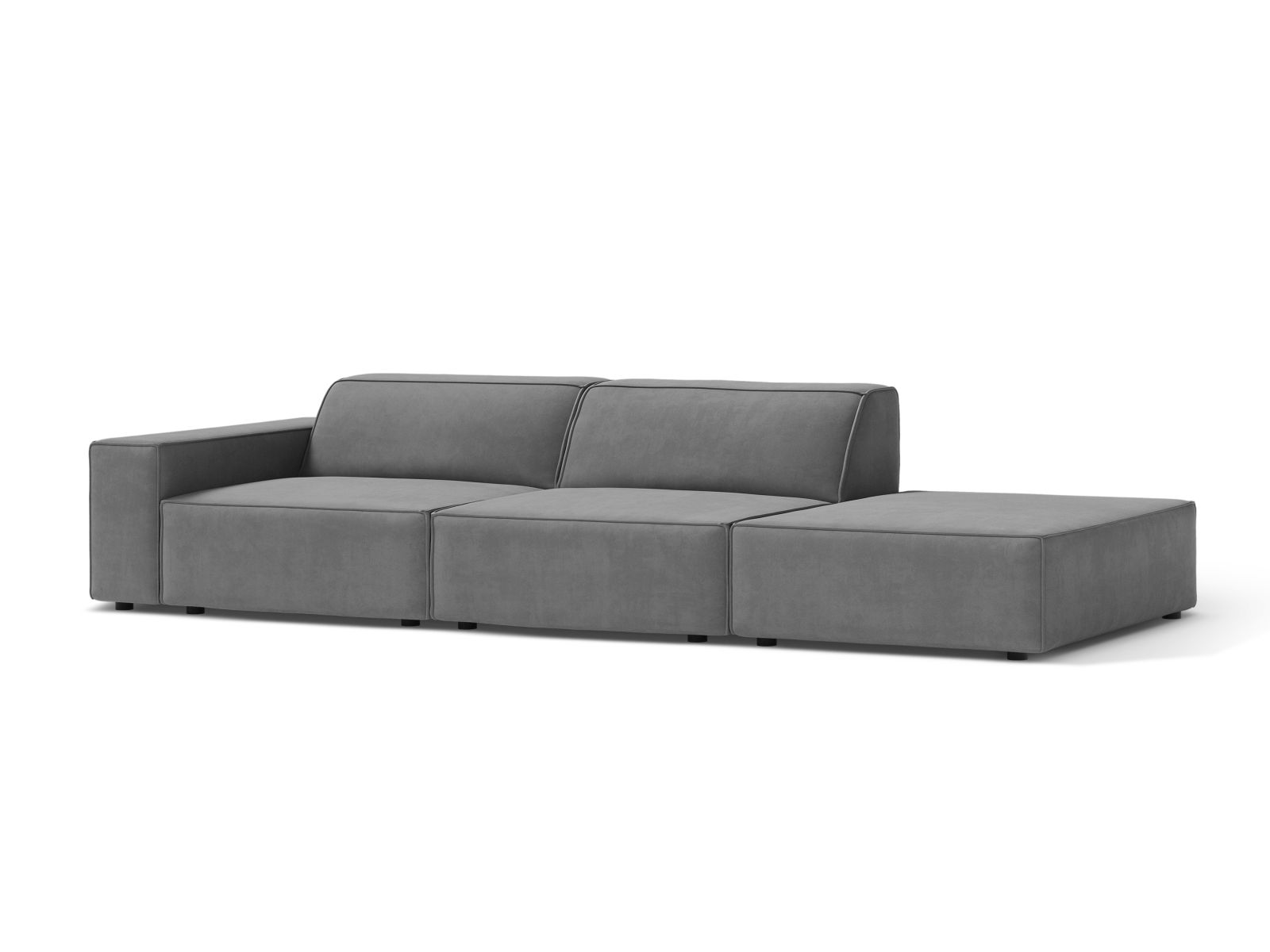 Velvet Right Modular Sofa, "Jodie", 3 Seats, 262x99x77
