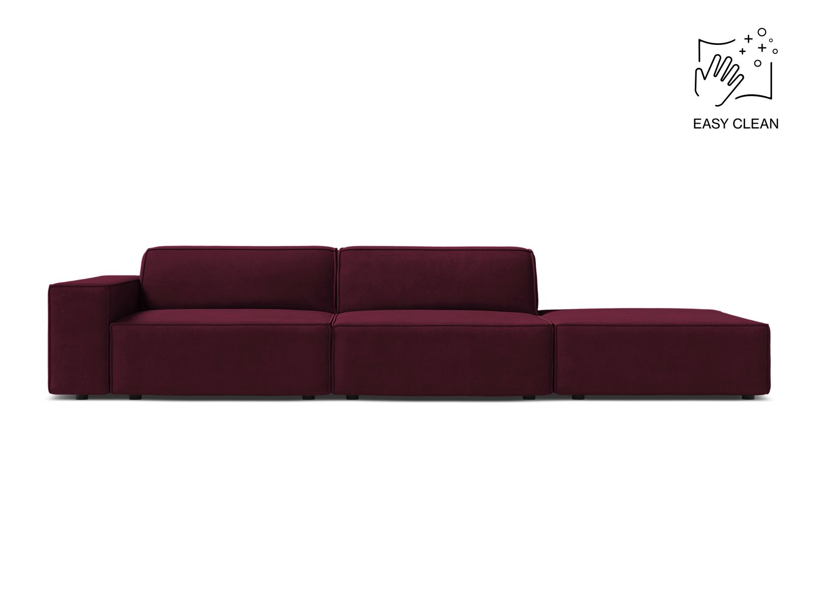 Velvet Right Modular Sofa, "Jodie", 3 Seats, 262x99x77