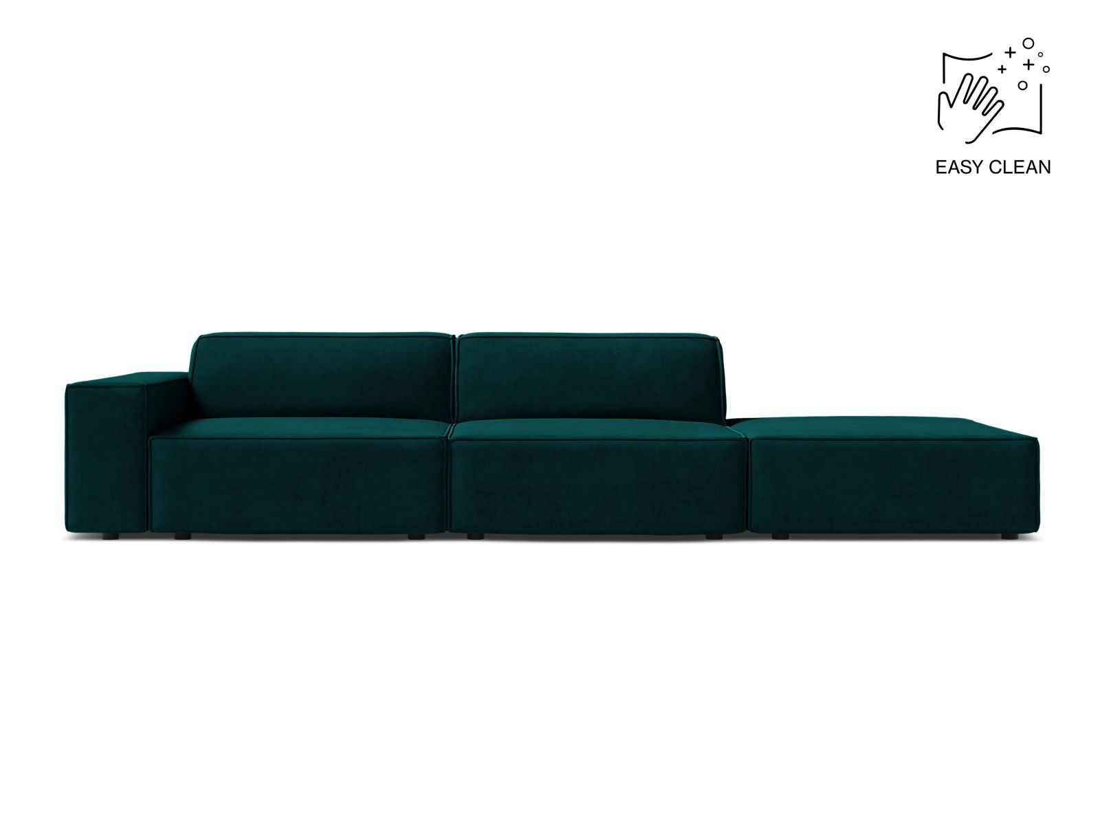 Velvet Right Modular Sofa, "Jodie", 3 Seats, 262x99x77