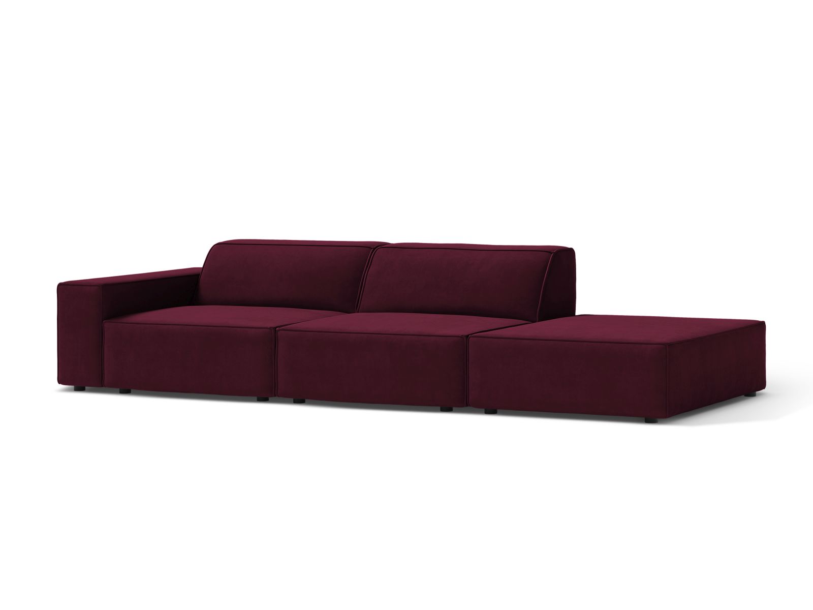 Velvet Right Modular Sofa, "Jodie", 3 Seats, 262x99x77