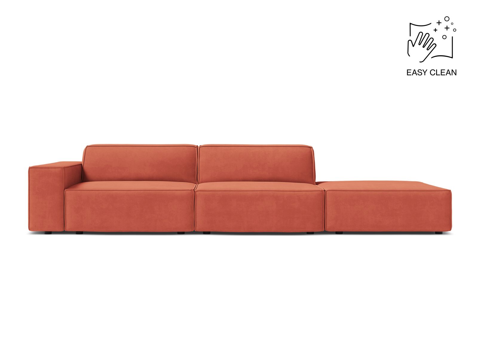 Velvet Right Modular Sofa, "Jodie", 3 Seats, 262x99x77