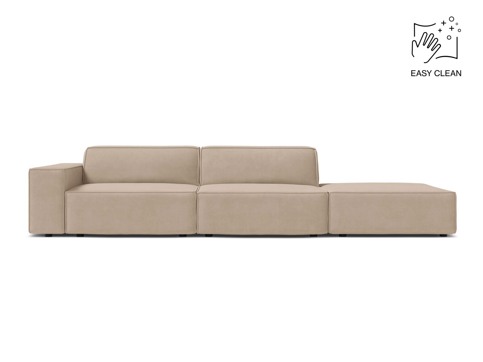 Velvet Right Modular Sofa, "Jodie", 3 Seats, 262x99x77