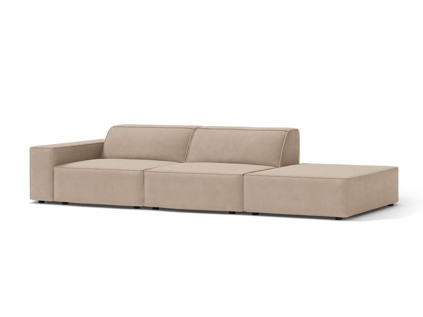 Velvet Right Modular Sofa, "Jodie", 3 Seats, 262x99x77