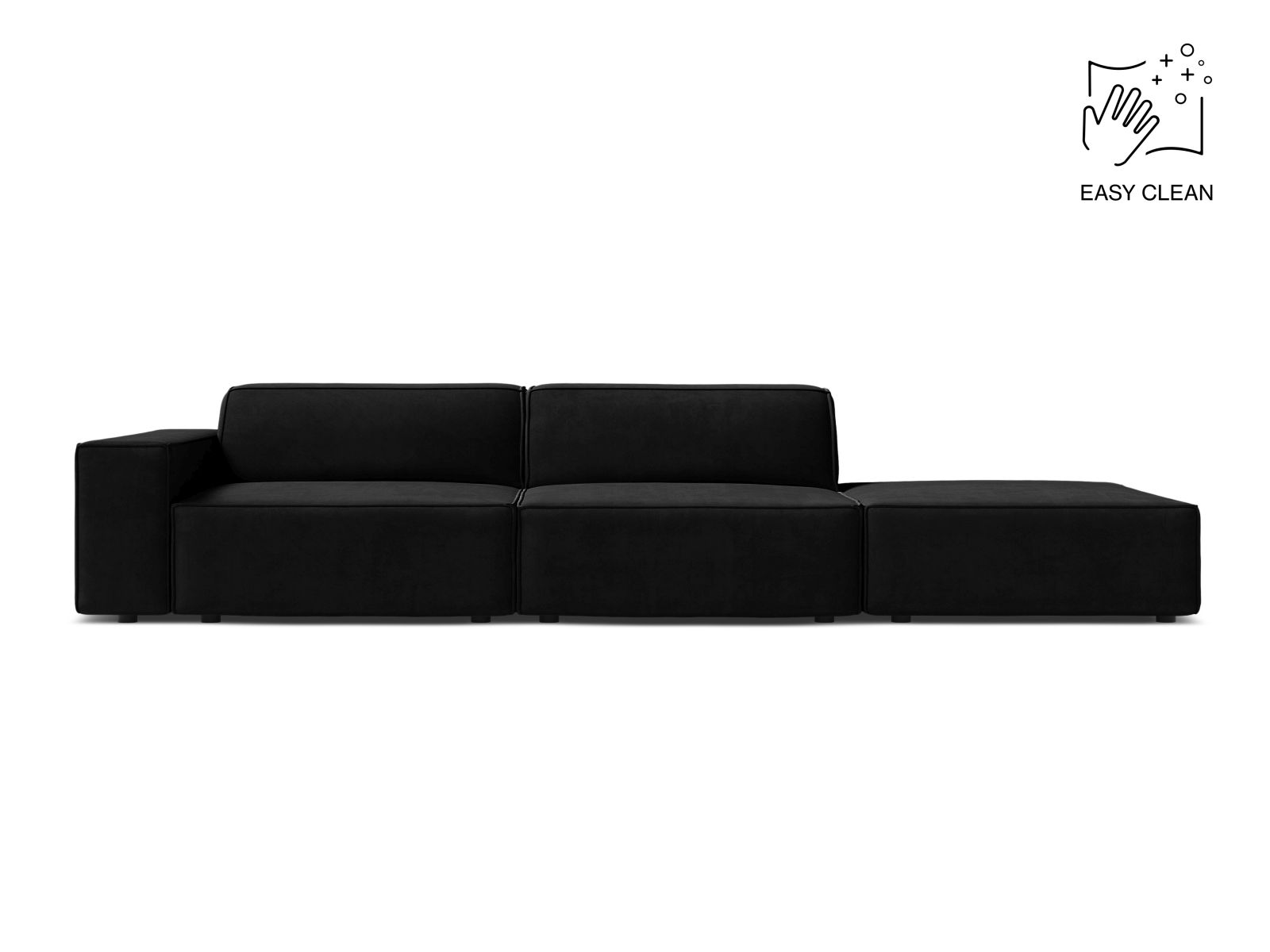 Velvet Right Modular Sofa, "Jodie", 3 Seats, 262x99x77