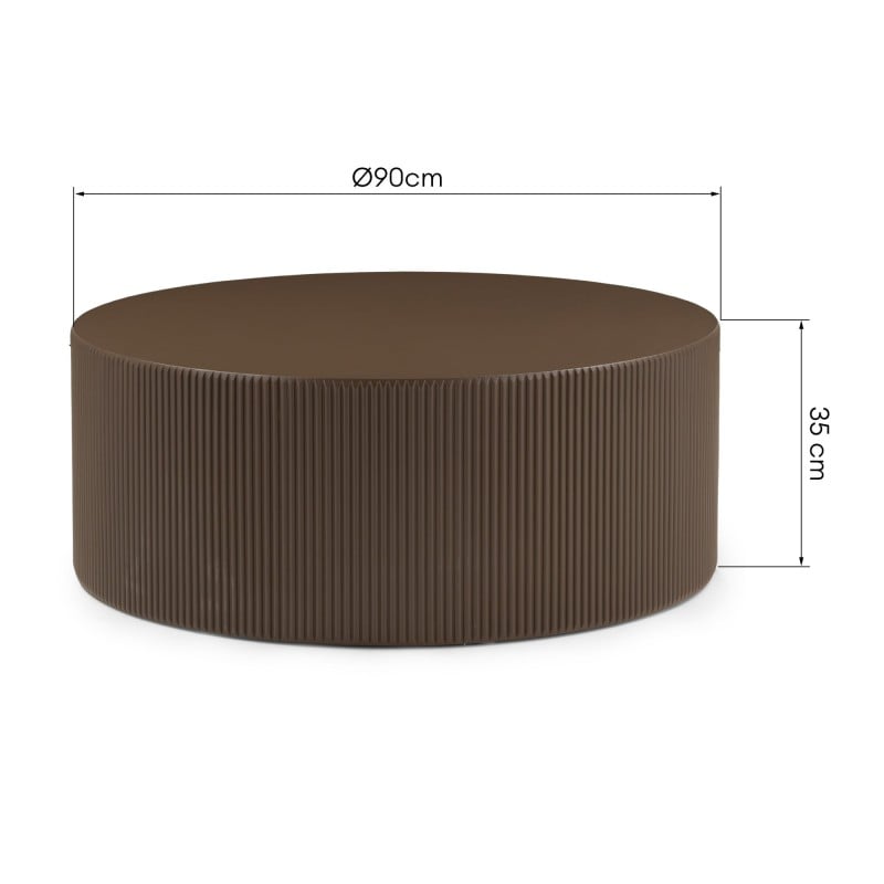 Stolik kawowy Ermanno, 90 cm, mocha, ryflowany