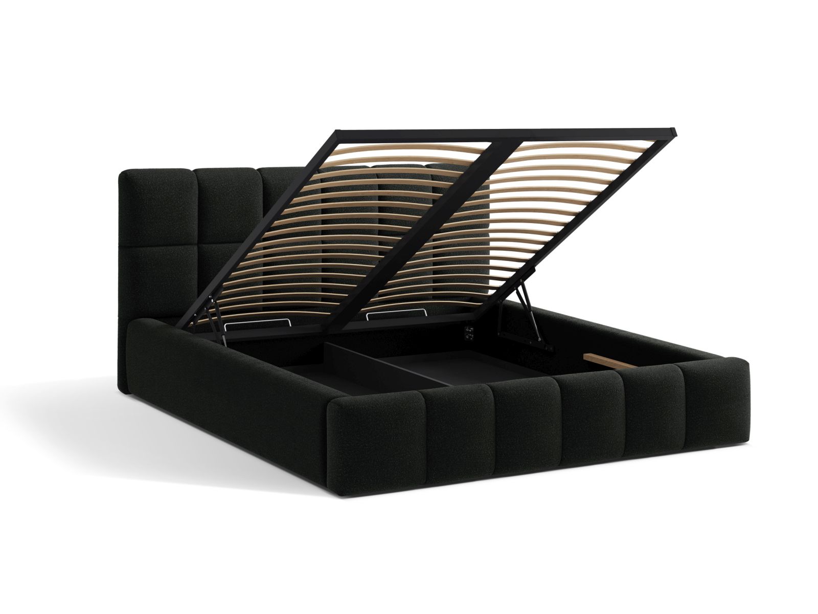 Boucle Storage Bed with Headboard, "Bellis", 220x220x100