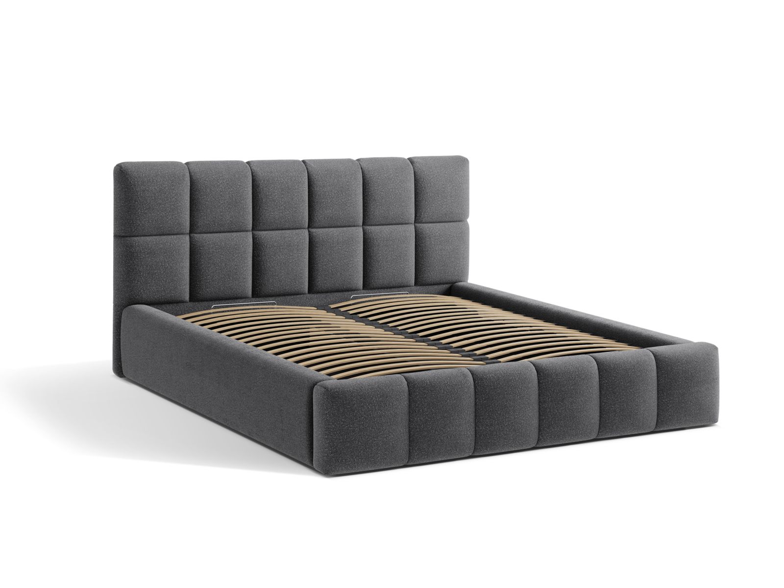 Boucle Storage Bed with Headboard, "Bellis", 220x220x100