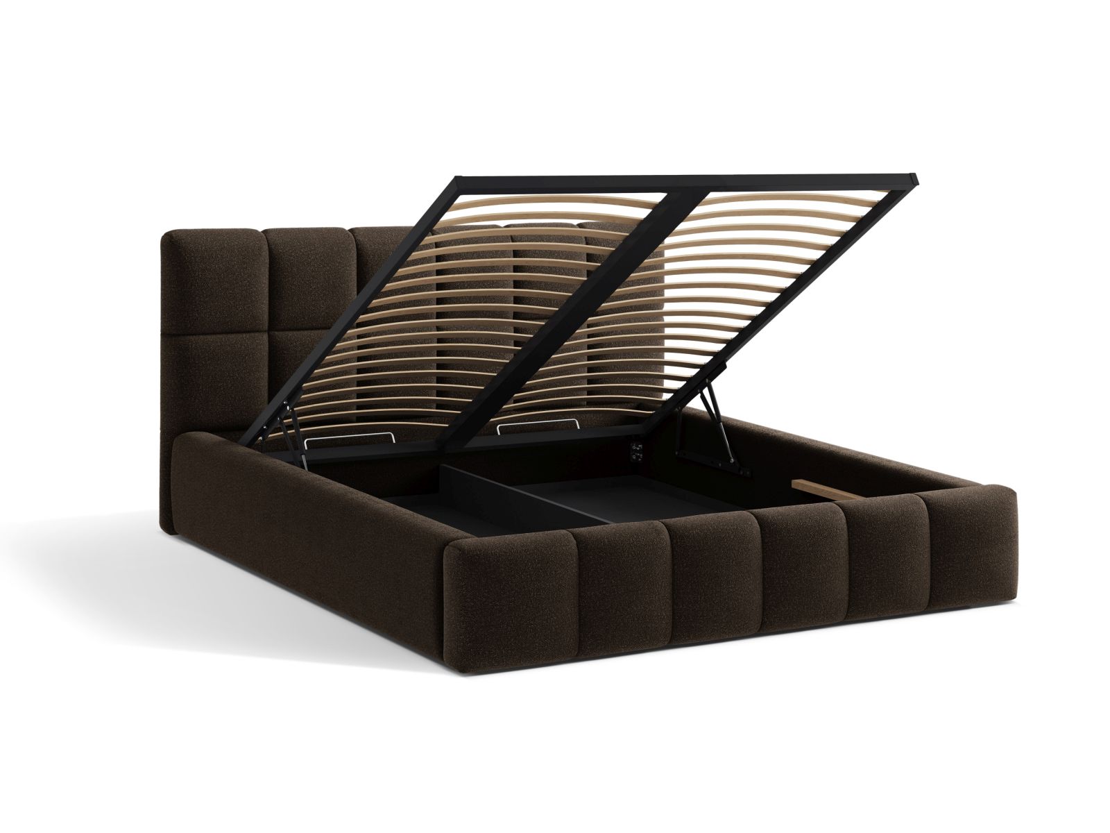 Boucle Storage Bed with Headboard, "Bellis", 180x220x100
