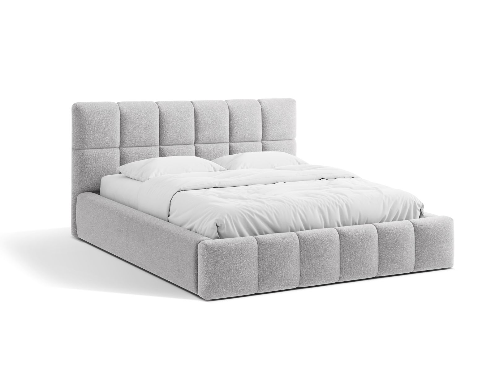 Boucle Storage Bed with Headboard, "Bellis", 180x220x100