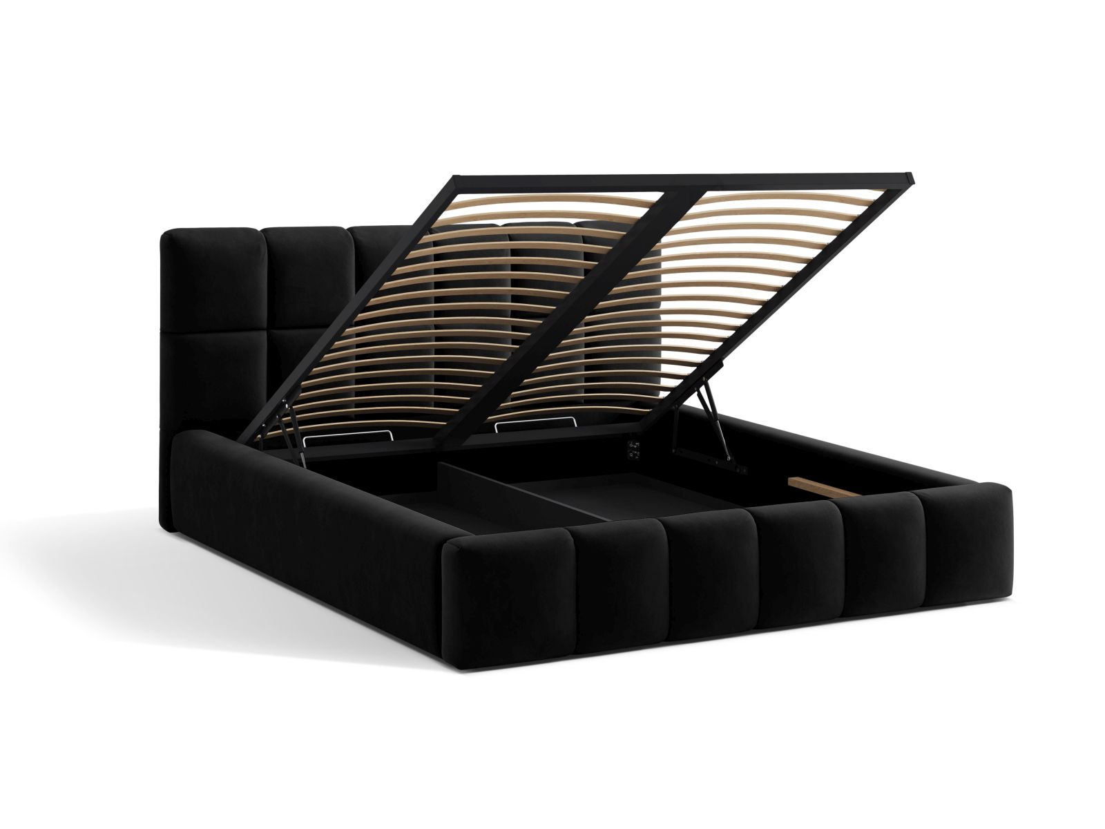 Velvet Storage Bed With Headboard, "Bellis", 180x220x100