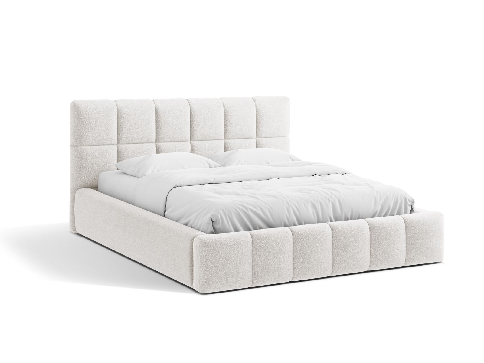 Boucle Storage Bed with Headboard, "Bellis", 160x220x100