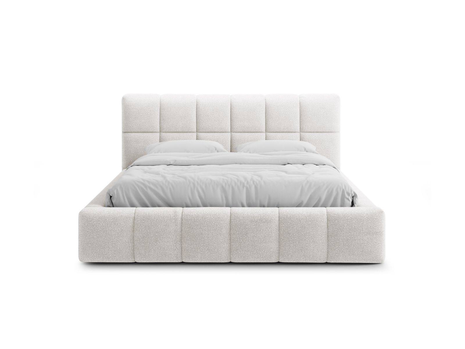 Boucle Storage Bed with Headboard, "Bellis", 160x220x100