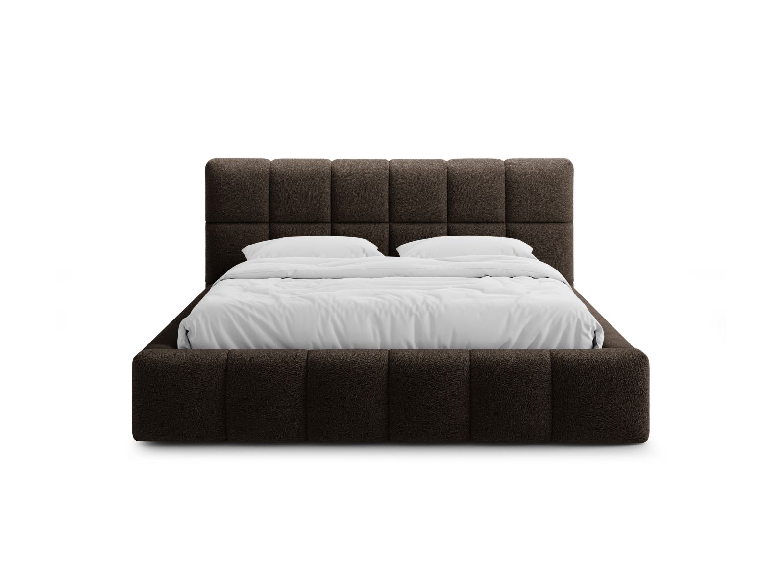Boucle Storage Bed with Headboard, "Bellis", 160x220x100