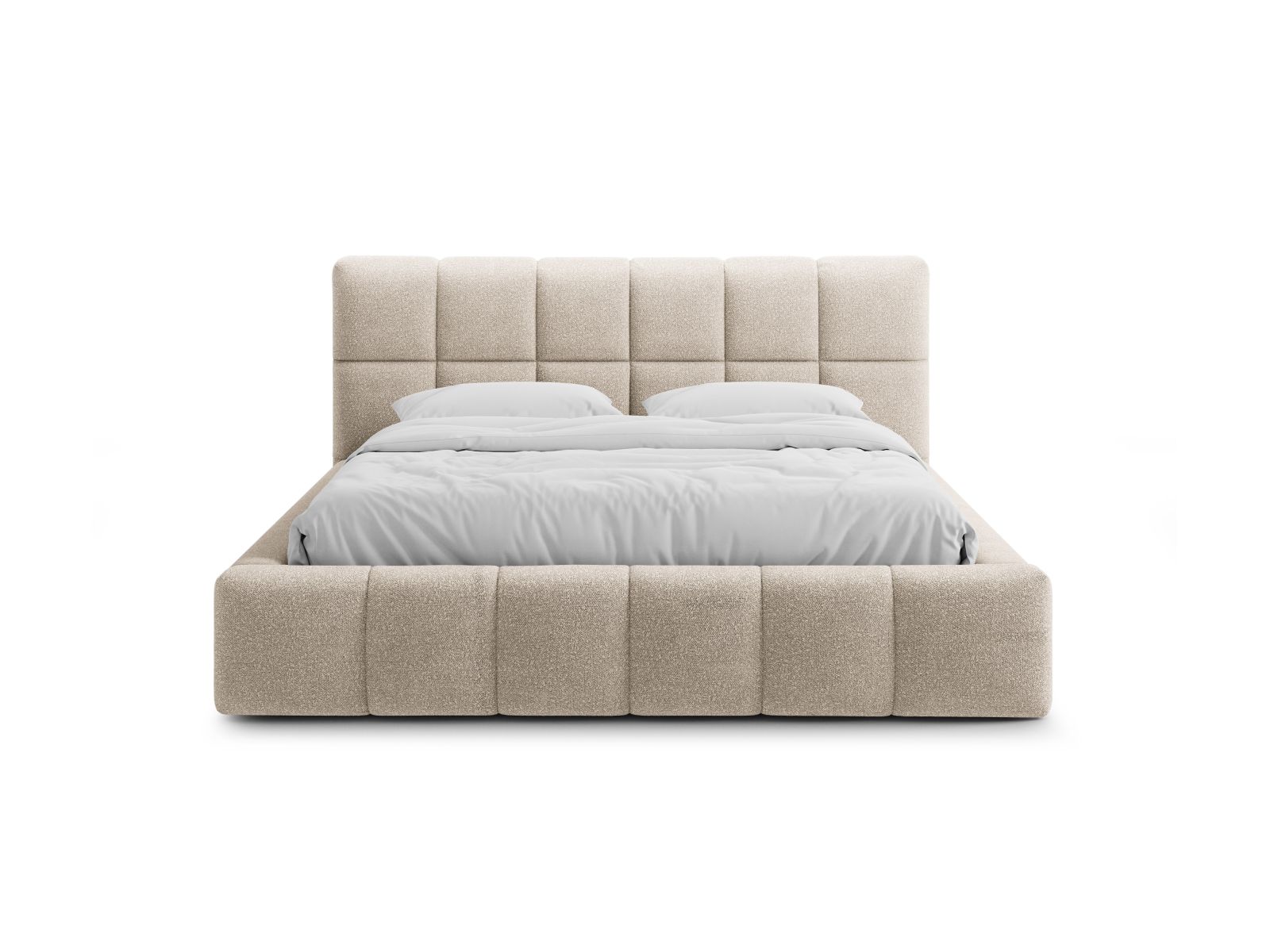 Boucle Storage Bed with Headboard, "Bellis", 160x220x100