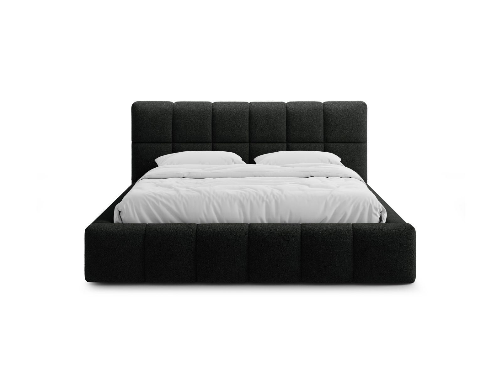 Boucle Storage Bed with Headboard, "Bellis", 160x220x100