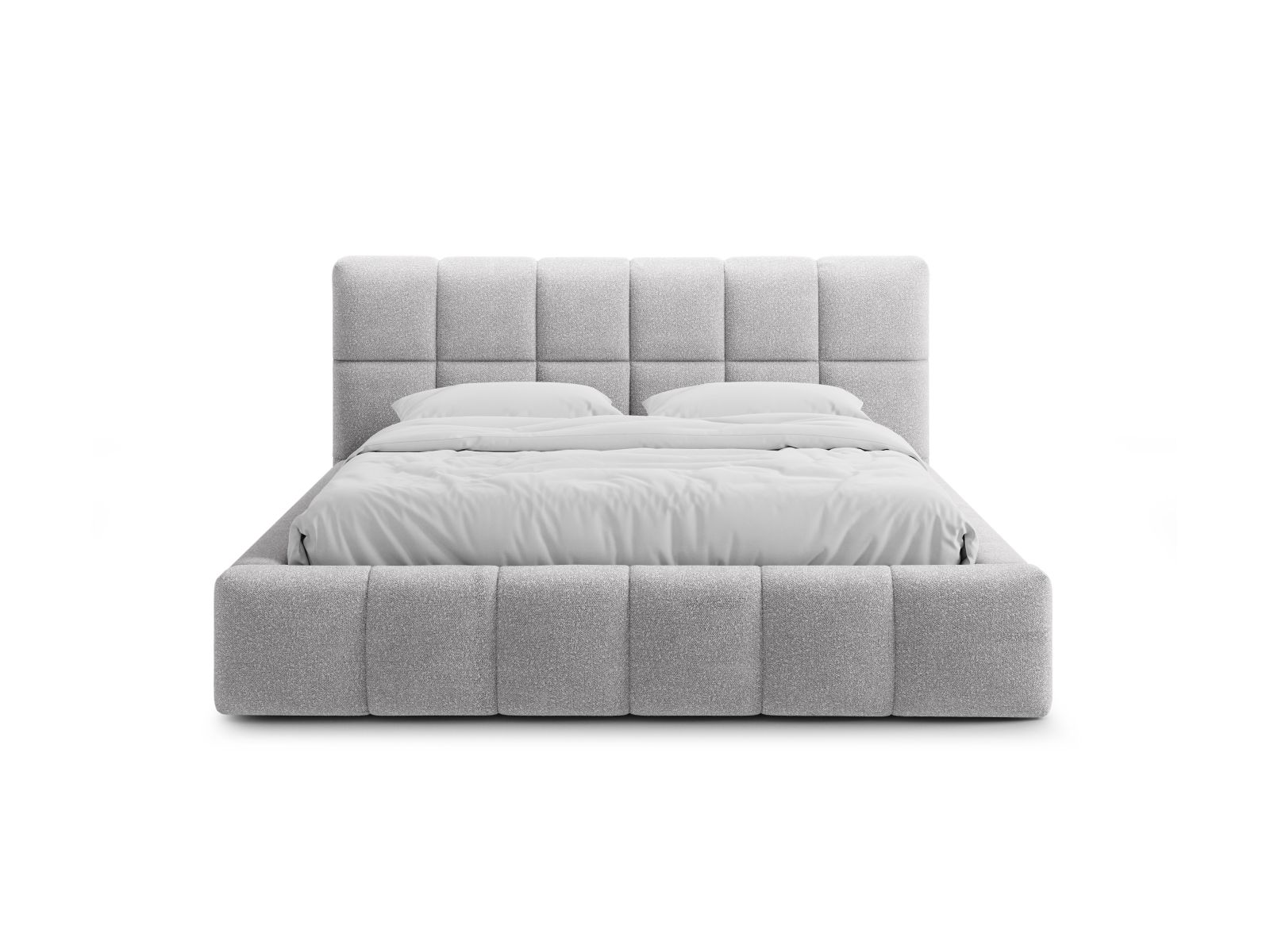 Boucle Storage Bed with Headboard, "Bellis", 160x220x100
