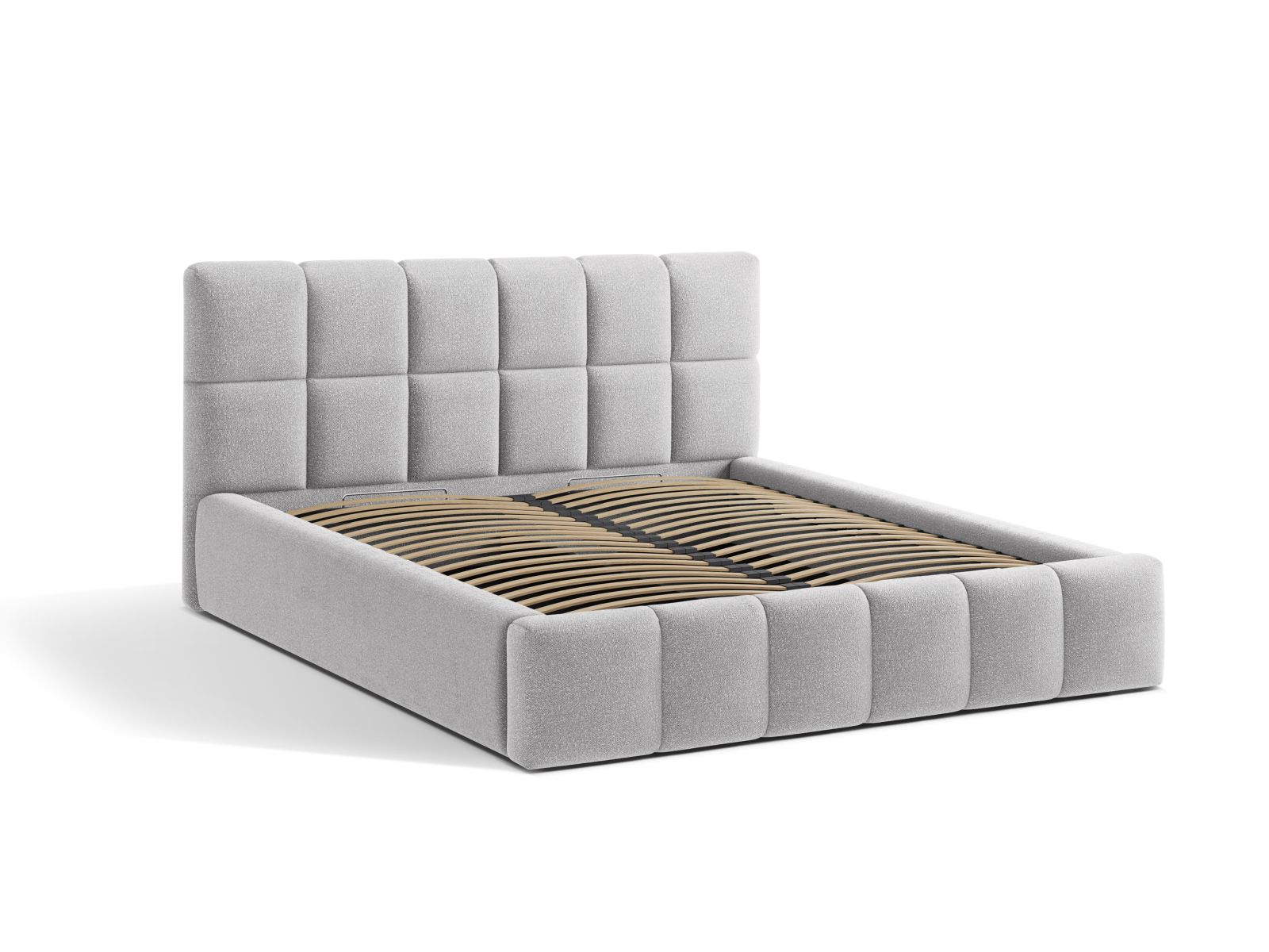 Boucle Storage Bed with Headboard, "Bellis", 160x220x100