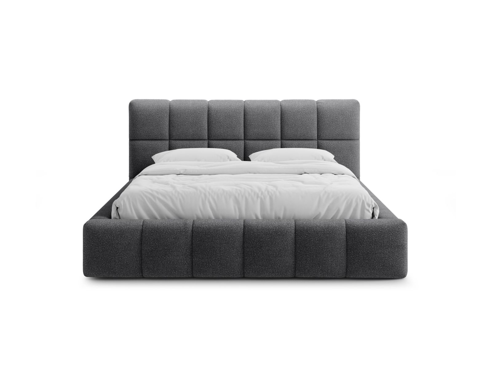Boucle Storage Bed with Headboard, "Bellis", 160x220x100
