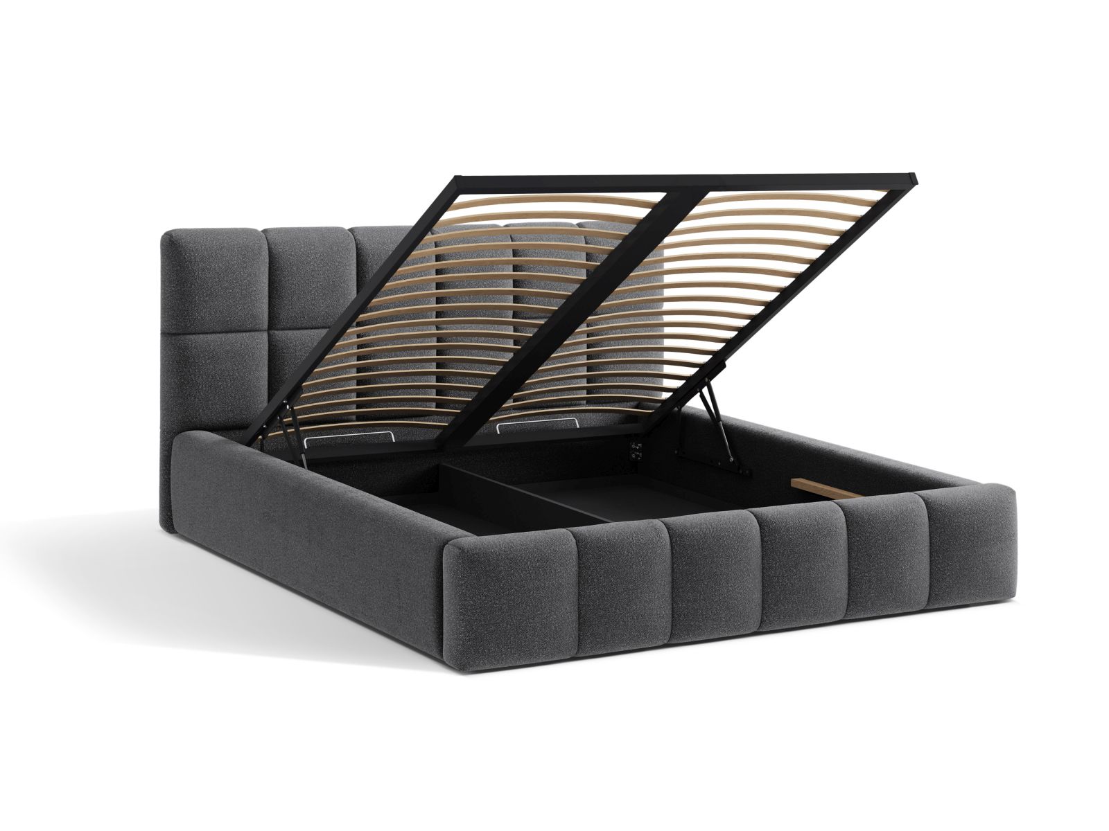 Boucle Storage Bed with Headboard, "Bellis", 160x220x100