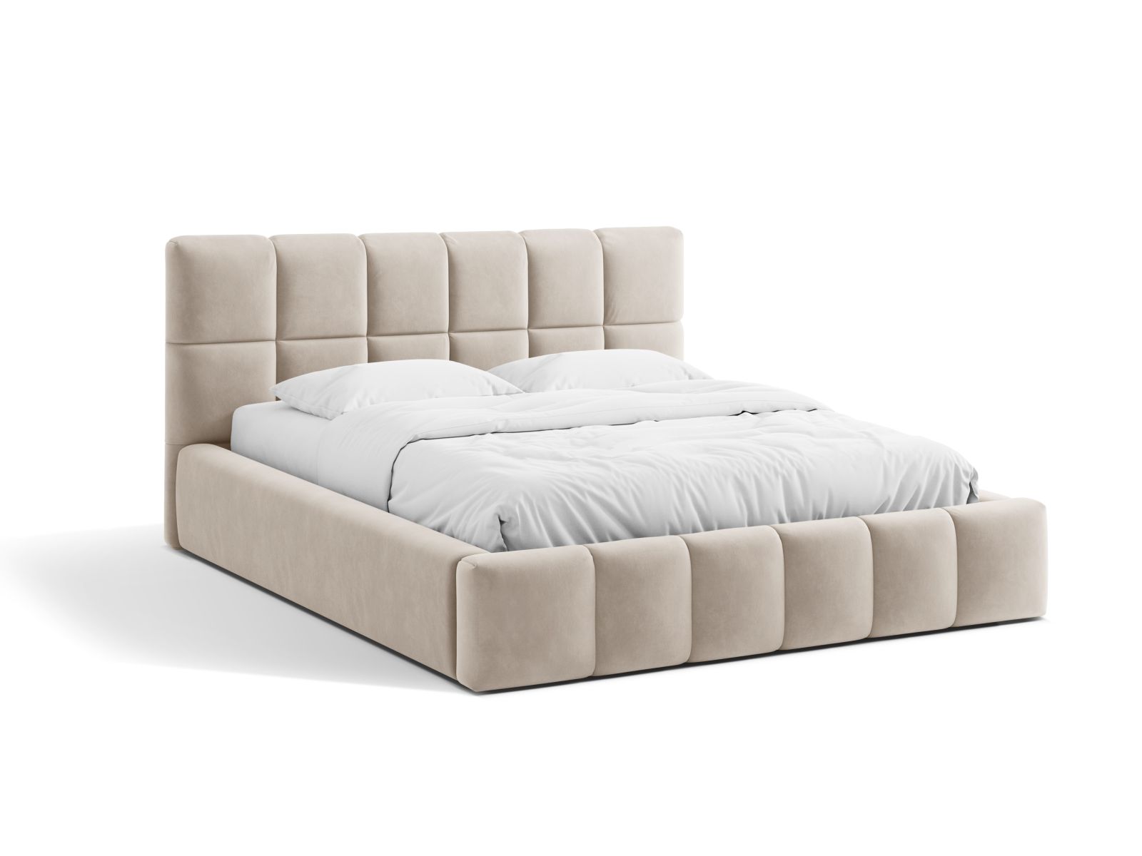 Velvet Storage Bed With Headboard, "Bellis", 200x220x100