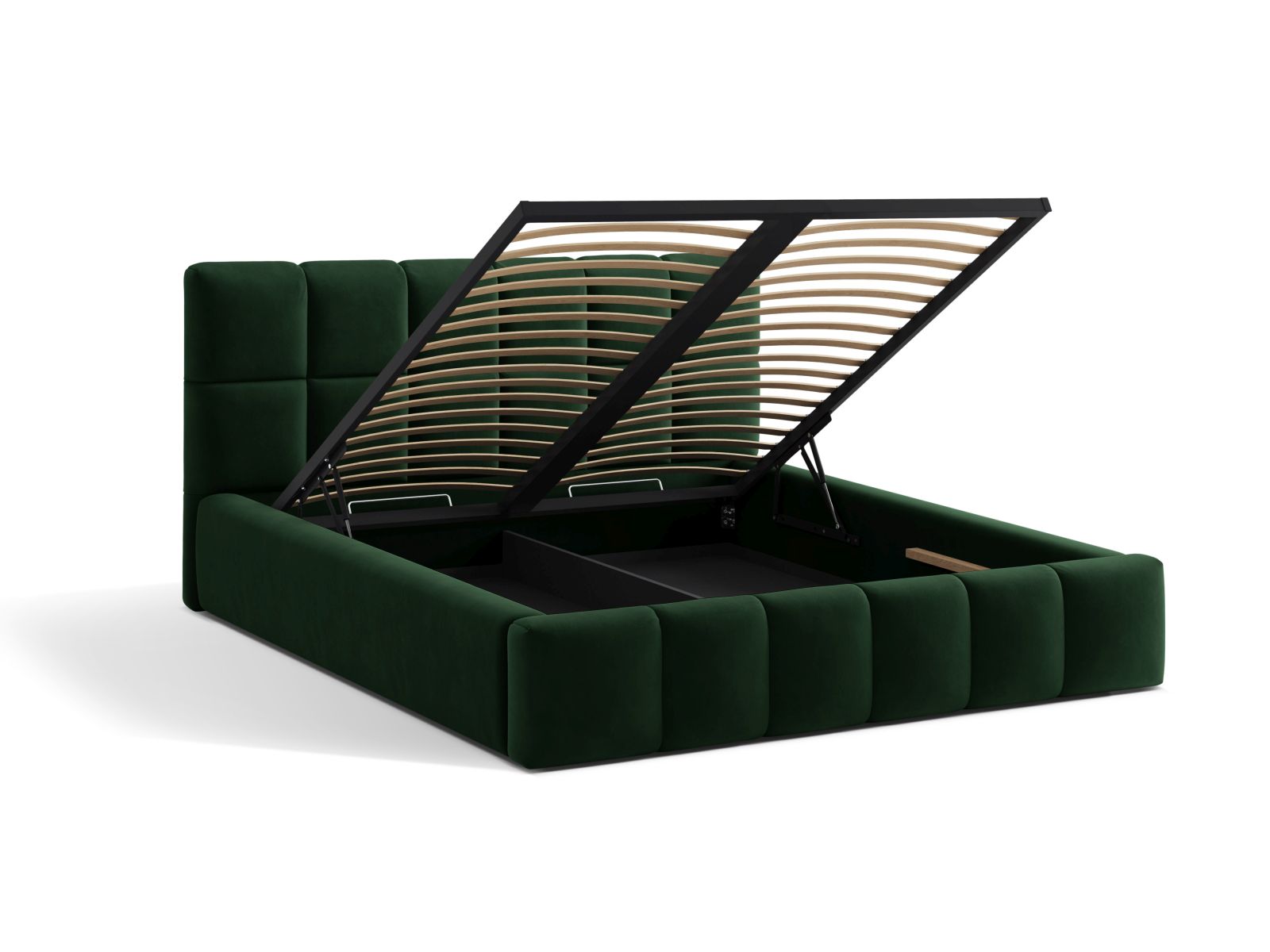 Velvet Storage Bed With Headboard, "Bellis", 200x220x100